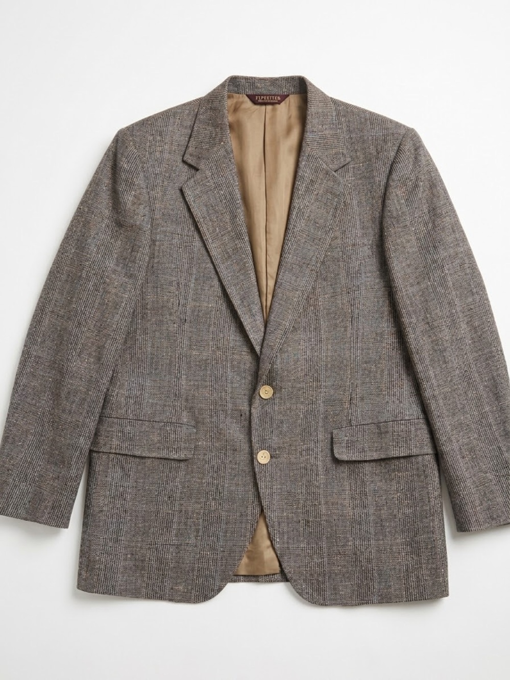 Vintage Nordstrom Brown-Gray Glen Plaid 100% Silk Blazer